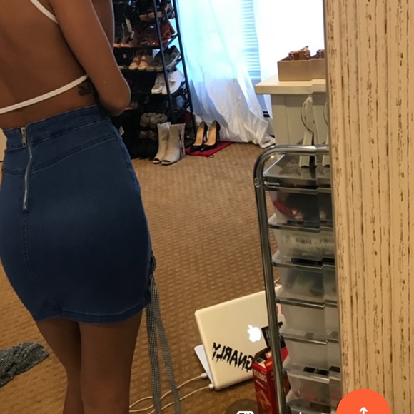 Denim gingham lace up skirt - Picture 5 of 5